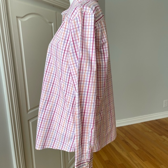 Lands' End no iron plaid size 18 long sleeve button up shirt work career office - Picture 3 of 12